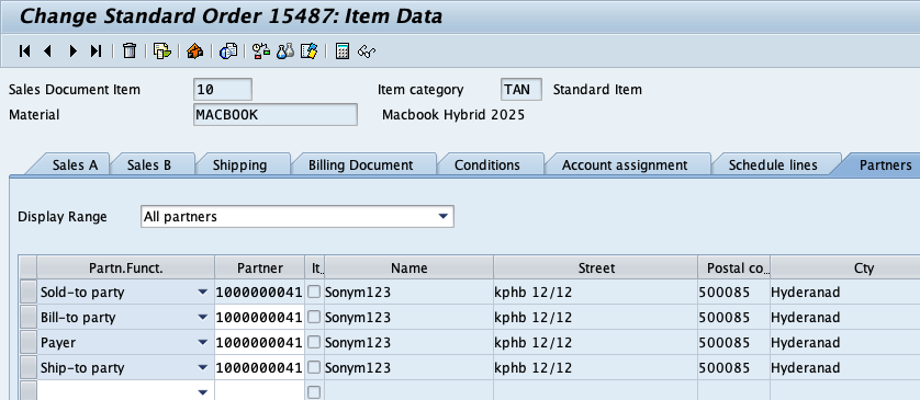 Maintain Bill-to Party in SAP Sales order
